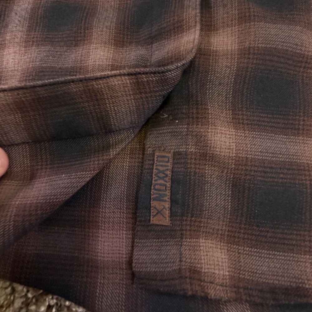 Dixxon Flannel Shirt The Bourbon Mens L Brown Plaid Long Sleeve Button Down - Picture 11 of 11